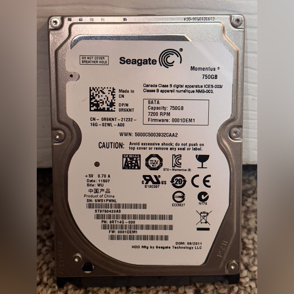 Seagate Momentus 750GB Hard Drive 7200 RPM
